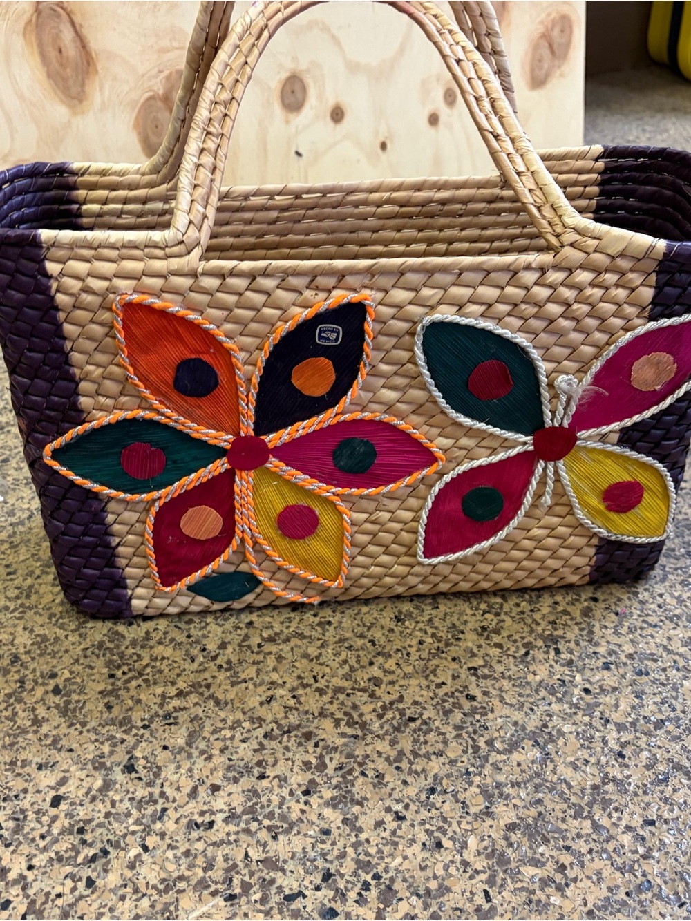 Handwoven Floral Straw Tote Bag - Multicolor